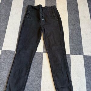 J Brand High-Rise Black Button-Front Jeans